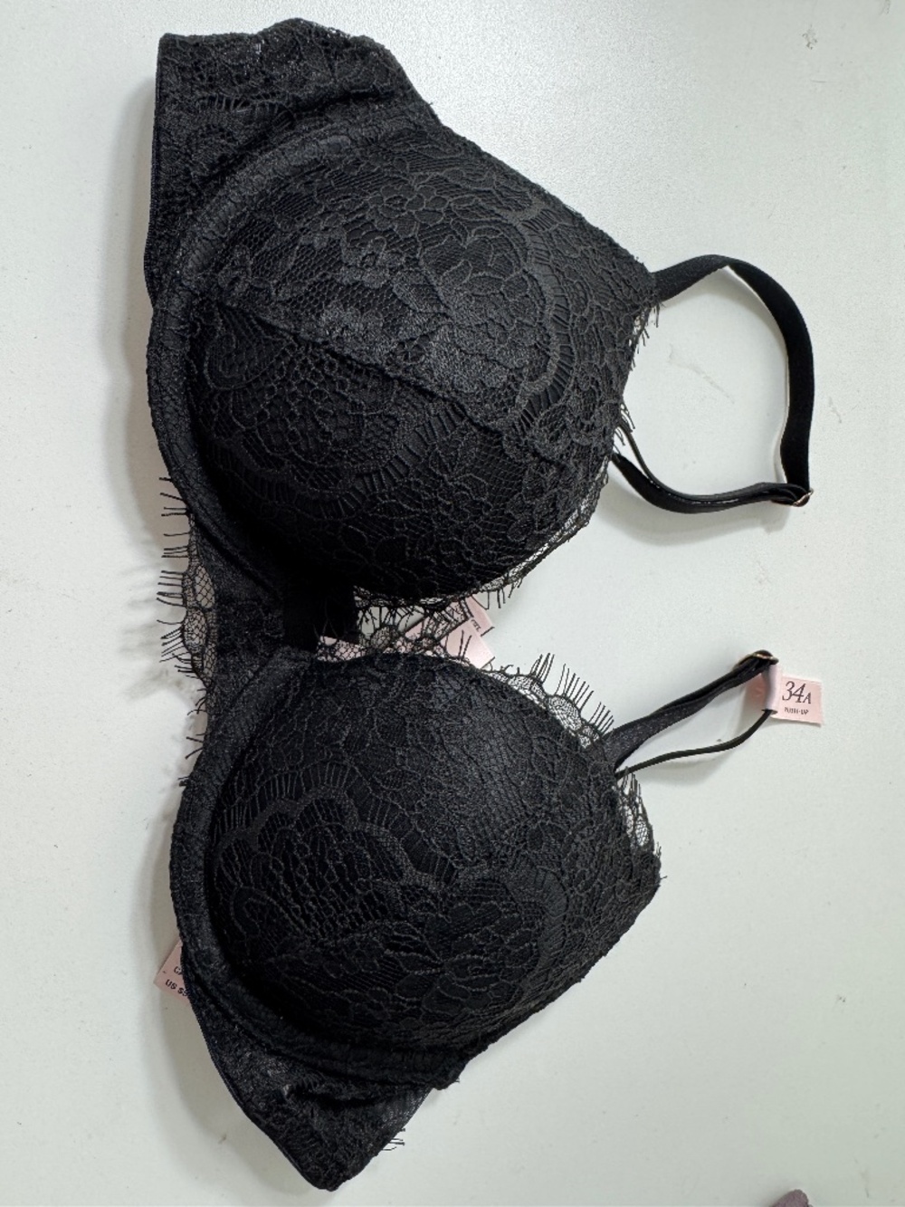 Victoria's Secret Black Lace Push Up Bra 34A NEW WITH TAGS